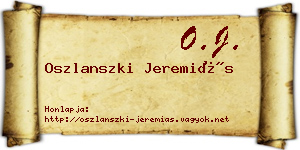 Oszlanszki Jeremiás névjegykártya